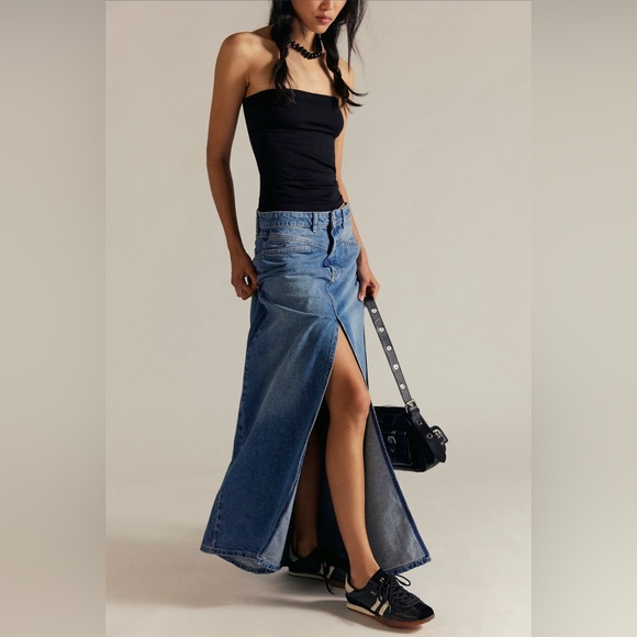 Free People We the Free Denim Maxi Skirt - Picture 6 of 9
